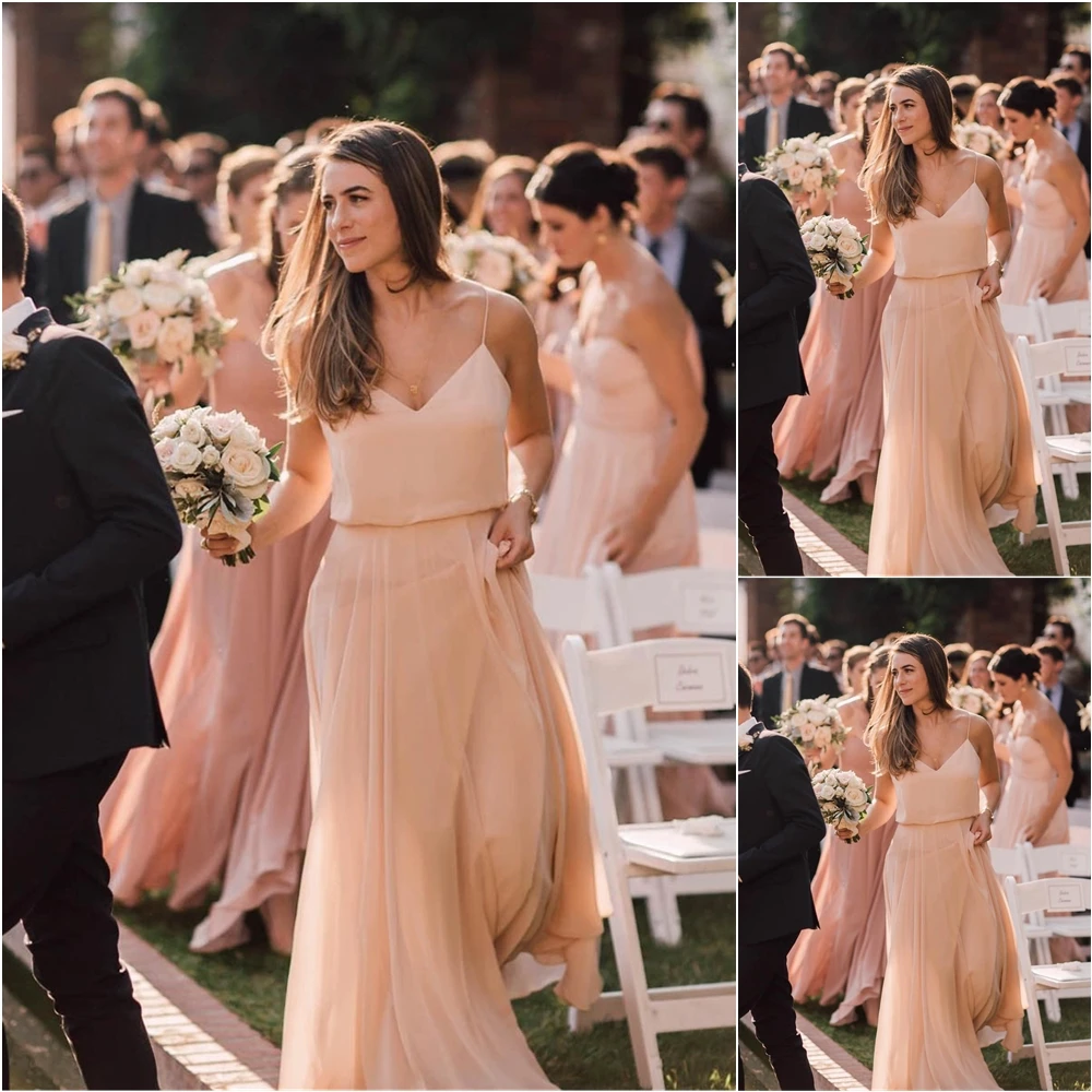 

Шифоновые трапециевидные официальные платья, новинка, платье для выпусквечерние вечера, платья подружки невесты, платье с открытой спиной и V-образным вырезом, платье на заказ