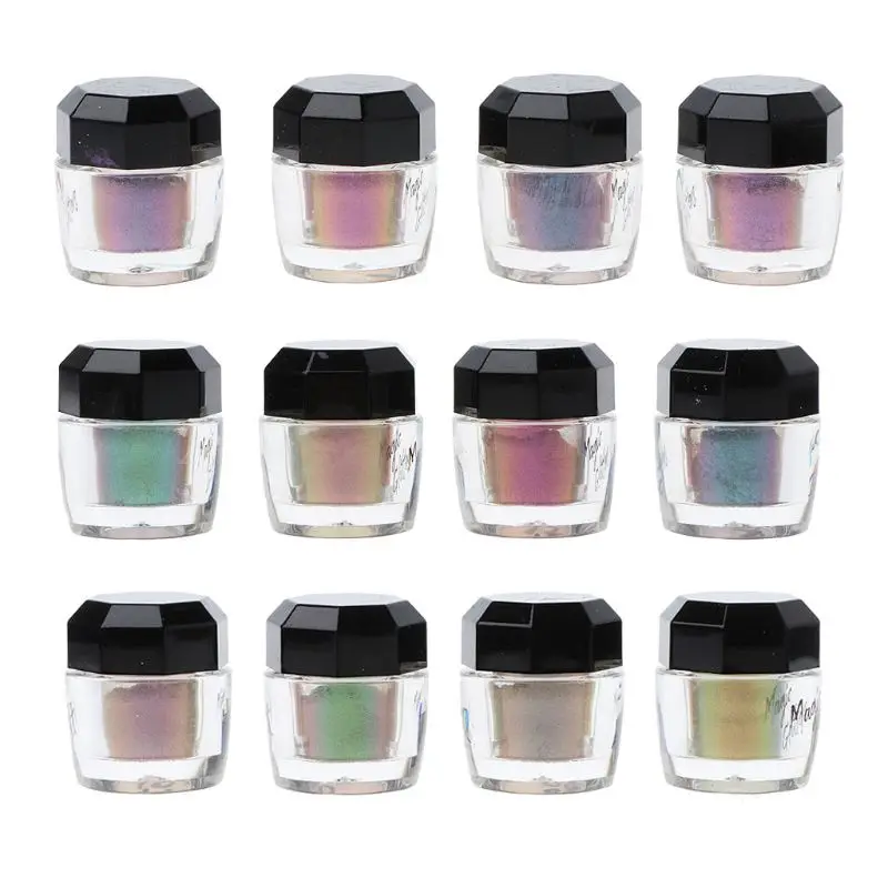 Cheap Price of  12 Colors Cat Eye Nail Powder Magnetic Pearl Glitter Pigment Magic Mirror Nail Art Rainbow Pigment 