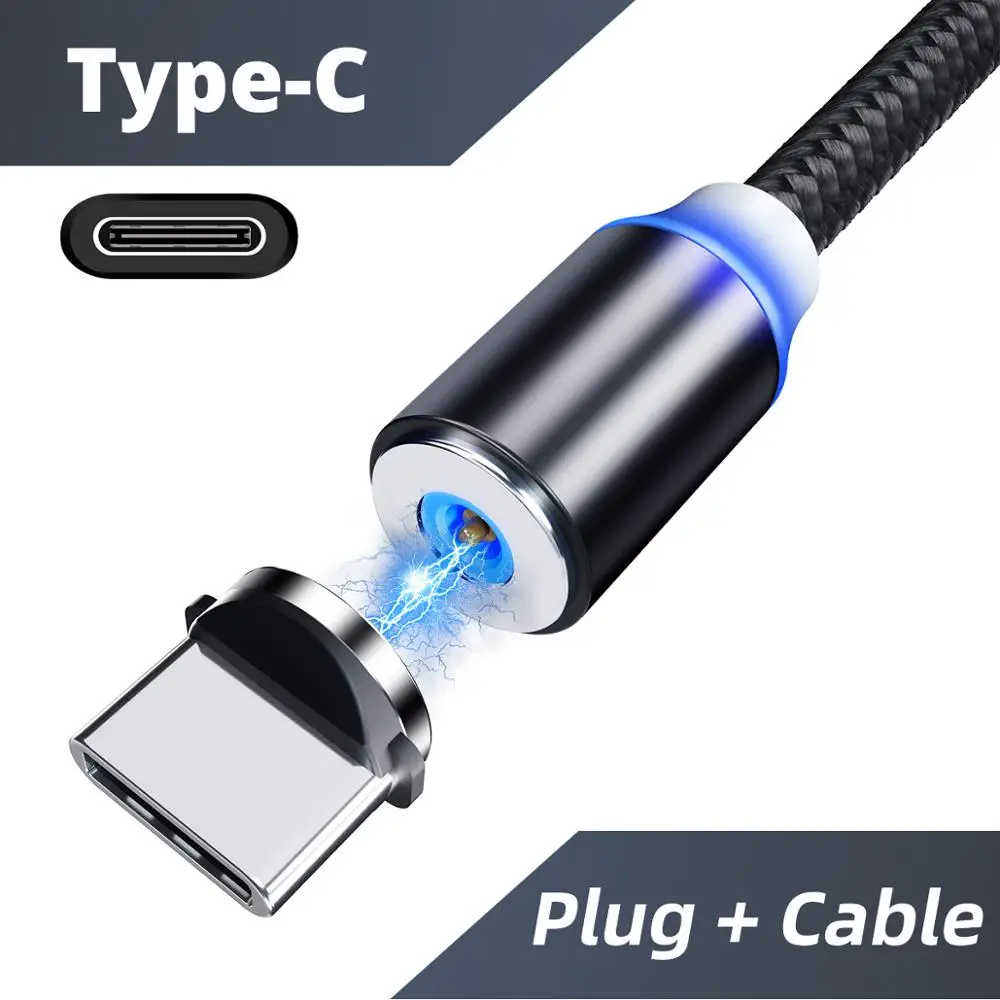 Black Type C Cable FONKEN Магнитный кабель Micro usb type-C кабель для зарядки телефона Быстрый магнит зарядное устройство шнур для samsung huawei Redmi зарядный провод - Цвет: Black Type C Cable