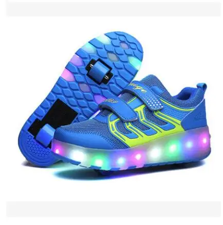 Heelies USB зарядка светодиодный Красочные Дети Мода кроссовки с два колеса роликовые коньки обувь для мальчиков и девочек синий - Цвет: Photo Color 6