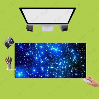 

XGZ Blue Starry Mouse Pad Large Size Computer Keyboard Mouse Mat Water Resistant Non-Slip Mouse Pad Stitched Edges XXL