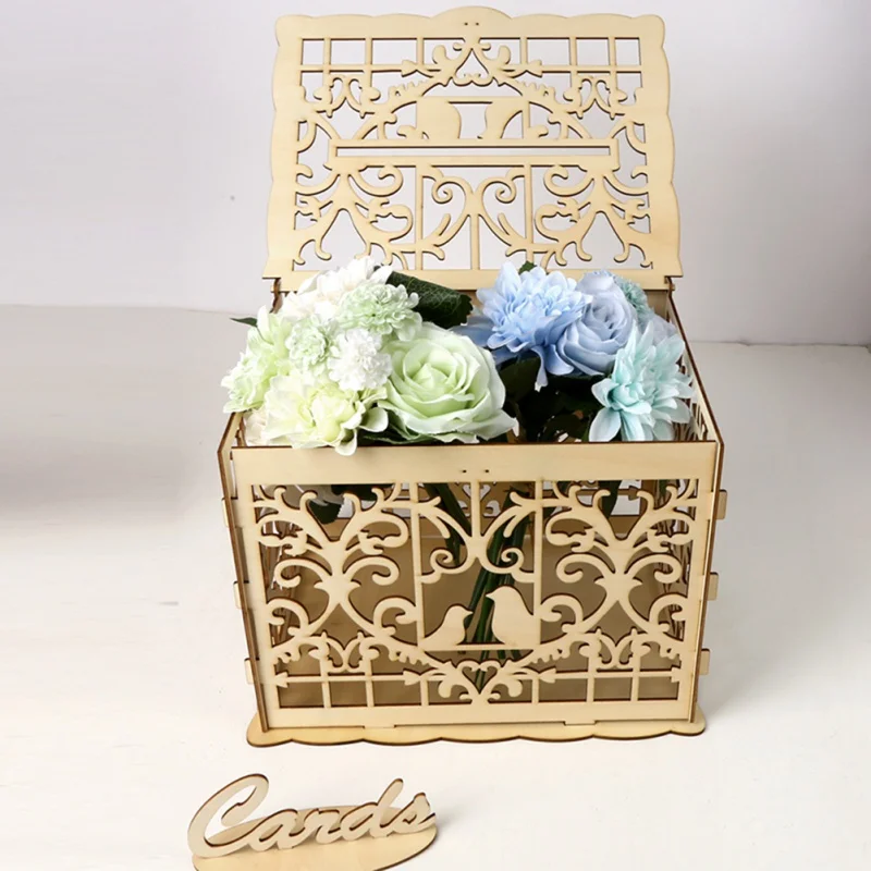 DIY свадебная открытка коробка с замком великолепное свадебное украшение поставки для дня рождения деревянная коробка для денег