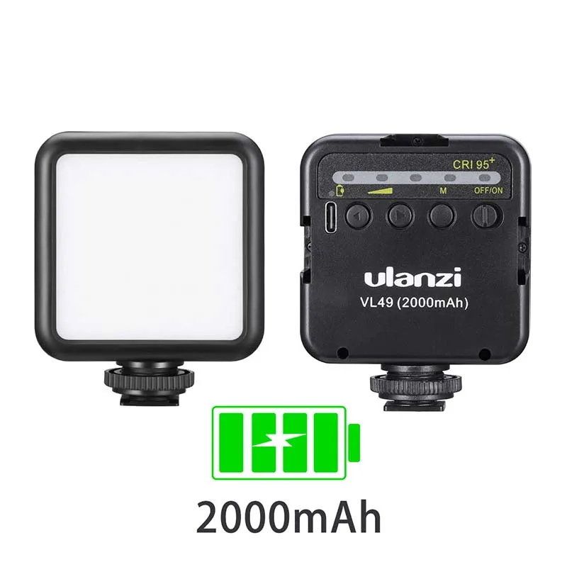 Ulanzi VL49 6W Mini LED Video Light 2000mAh Built in Battery 5500K Photographic Lighting Triple Cold Shoe 1/4 Screw for Vlogging|Photographic Lighting| - AliExpress