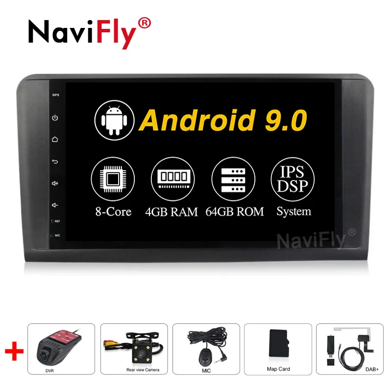 " 8 ядерный Android 9,0 автомобиль радио gps навигации для Mercedes Benz ML W164 W300 ML350 ML450 ML500 GL X164 G320 GL350 GL450 GL500 - Цвет: 8Core Camera DVR DAB
