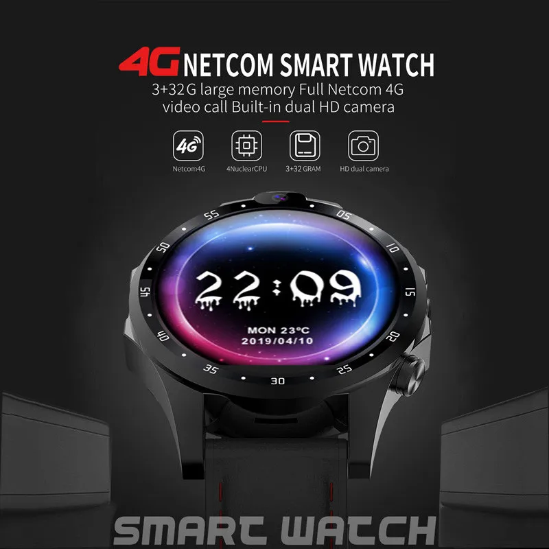 V9 4G Smart Watch 3GB+32GB Android 7.1 MTK6739 Quad Core Smartwatch Dual Camera 1.6 inch Heart Rate Monitor GPS Bluetooth Watch