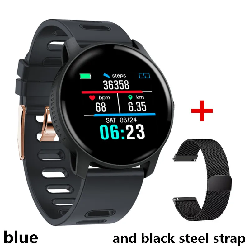 blue and steelstrap Новые умные часы S08 для занятий спортом на открытом воздухе, фитнес-трекер, несколько видов спорта, мониторинг сердечного ритма, IP68 Водонепроницаемые Смарт-часы для мужчин - Цвет: blue and steelstrap