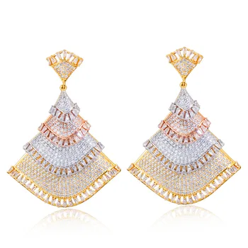

Fashion 925 Solid Sterling Silver Created Moissanite Wedding Engagement Fine Jewelry 18K Yellow Gold Drop Earrings