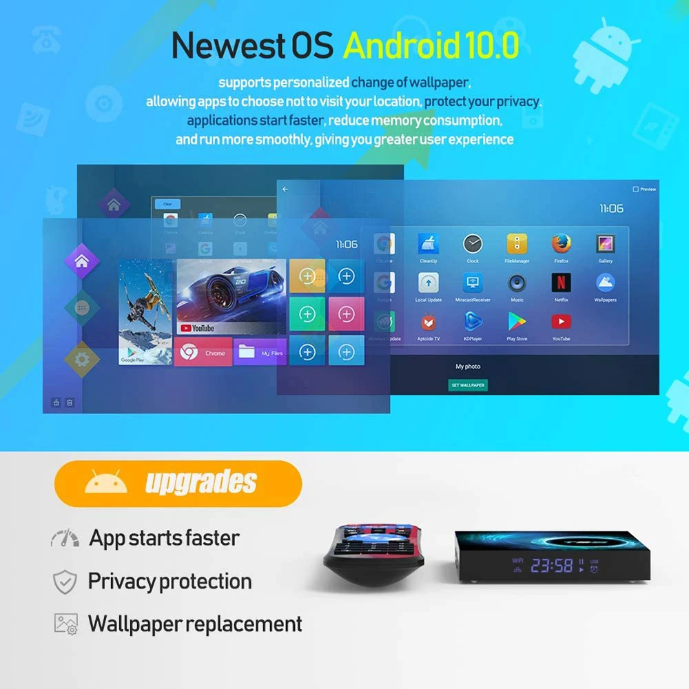 T95 Smart Android 10.0 TV Box 4G 64GB 128GB 6K Youtube Media Player 2.4g Wifi TV BOX Android 2GB 16GB Set Top Box Global Version