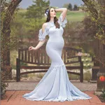 Vetement Femme, женское платье для беременных, платье для беременных, для фотосессии, с оборками, с открытыми плечами, однотонное платье для фотосессии