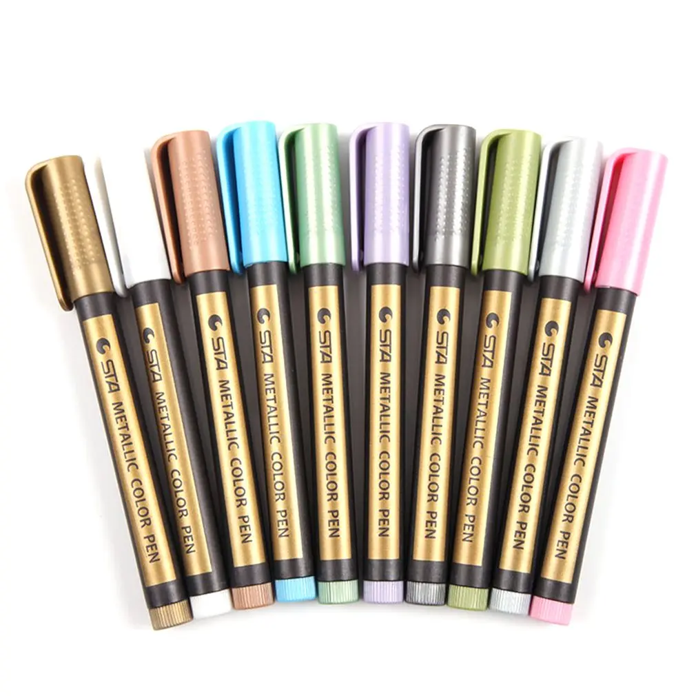 

New Paintbrush Metal Album Drawing Color Paint Pen 10 Color Set DIY Graffiti Pen Photo Album Drawing Color Pen