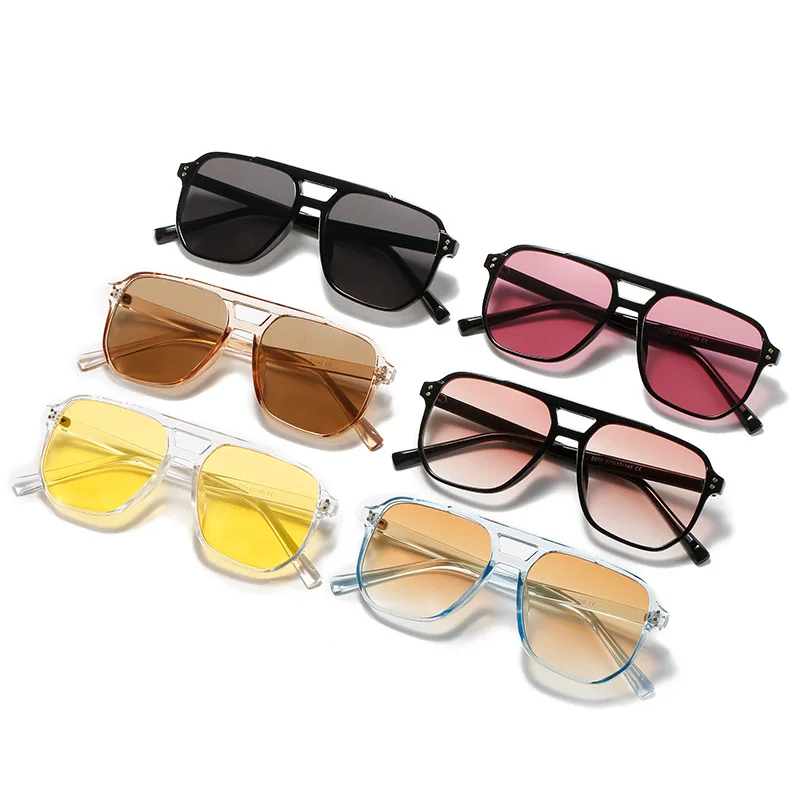 SHAUNA Retro Double Bridge Square Sunglae Women Fahion Nail Decoration Eyewear Shade UV400 Men Trending Sun_voghion.com