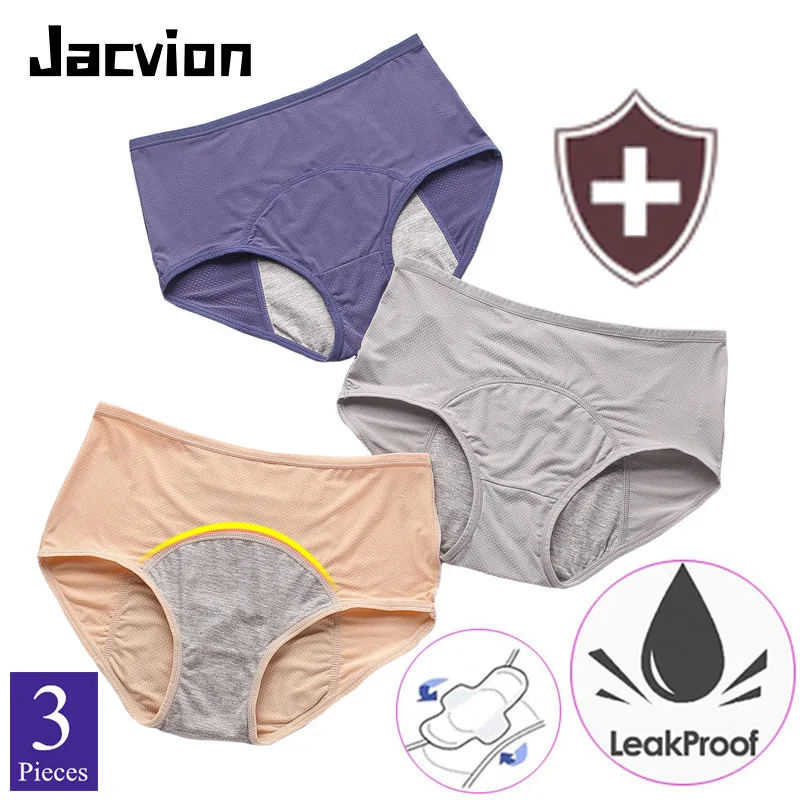 3 Pieces/Set Menstrual Period Panties Women Physiological Pants Leak Proof Female Menstrual Underwear Breathable Briefs