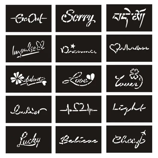 Трафареты для татуировок 24 дизайна/набор временная Водонепроницаемая трафареты