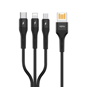 

TOTU Multi-functional 1.2M 3 In 1 Type-C/USB-C With Micro Charging Data Cable for iPhone 11 11 Pro 11 Pro Max 7 Plus for Xiaomi
