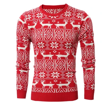 

2020 New Christmas Style Men Autumn Winter Pullover Sweater Deer Printed Long Sleeve Thicken Warm O-Neck Sweaters Men