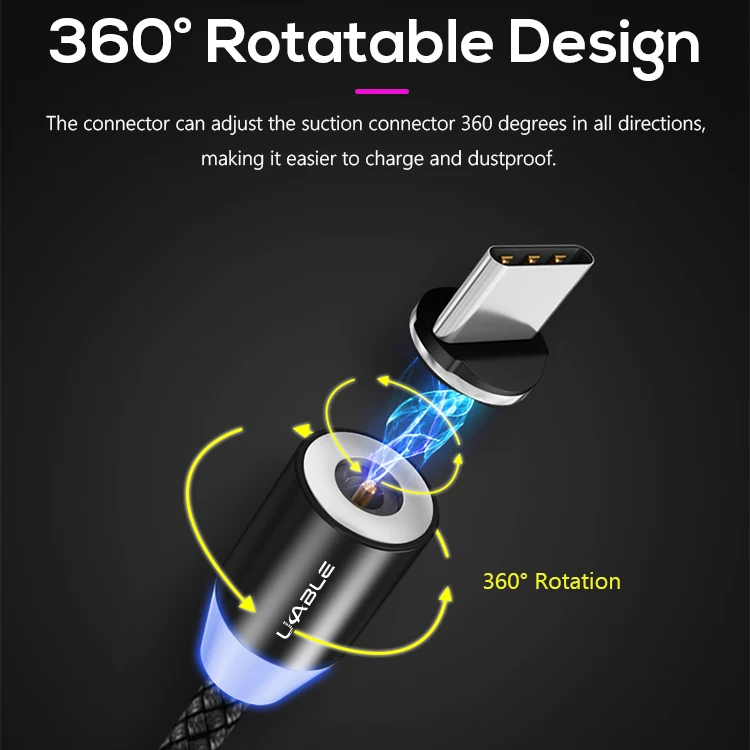Магнитный кабель type-C Micro USB, кабель для быстрой зарядки, нейлоновый плетеный кабель для зарядки телефона, шнур для iPhone, Android, мобильного телефона, huawei
