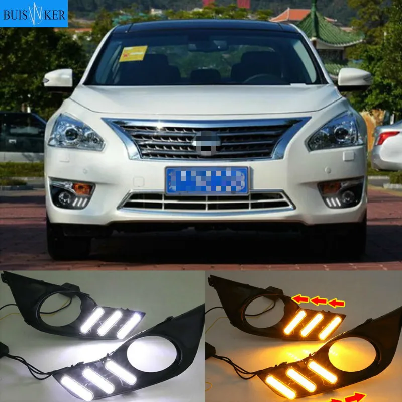 

Автомобисветодиодный светодиодные дневные ходовые огни, 2 шт., для Nissan Altima Teana 2013, 2014, 2015, DRL, передний бампер, указатели поворота, дневной свет
