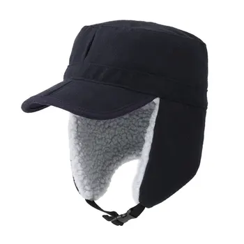 

Fashion Hiking Peaked Cap Artificial Berber Fleece With Earflaps Foldable Outdoor Casual Cycling Adjustable Buckle Warm Winter