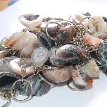

Natural Agate Treasure Pot Crystal Hole Crystal Key Chain