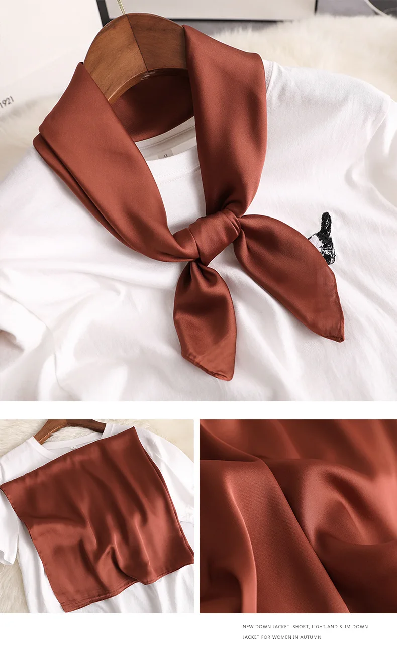 summer luxury brand silk scarf square women shawls and wraps fashion solider office small hair neck hijabs foulard