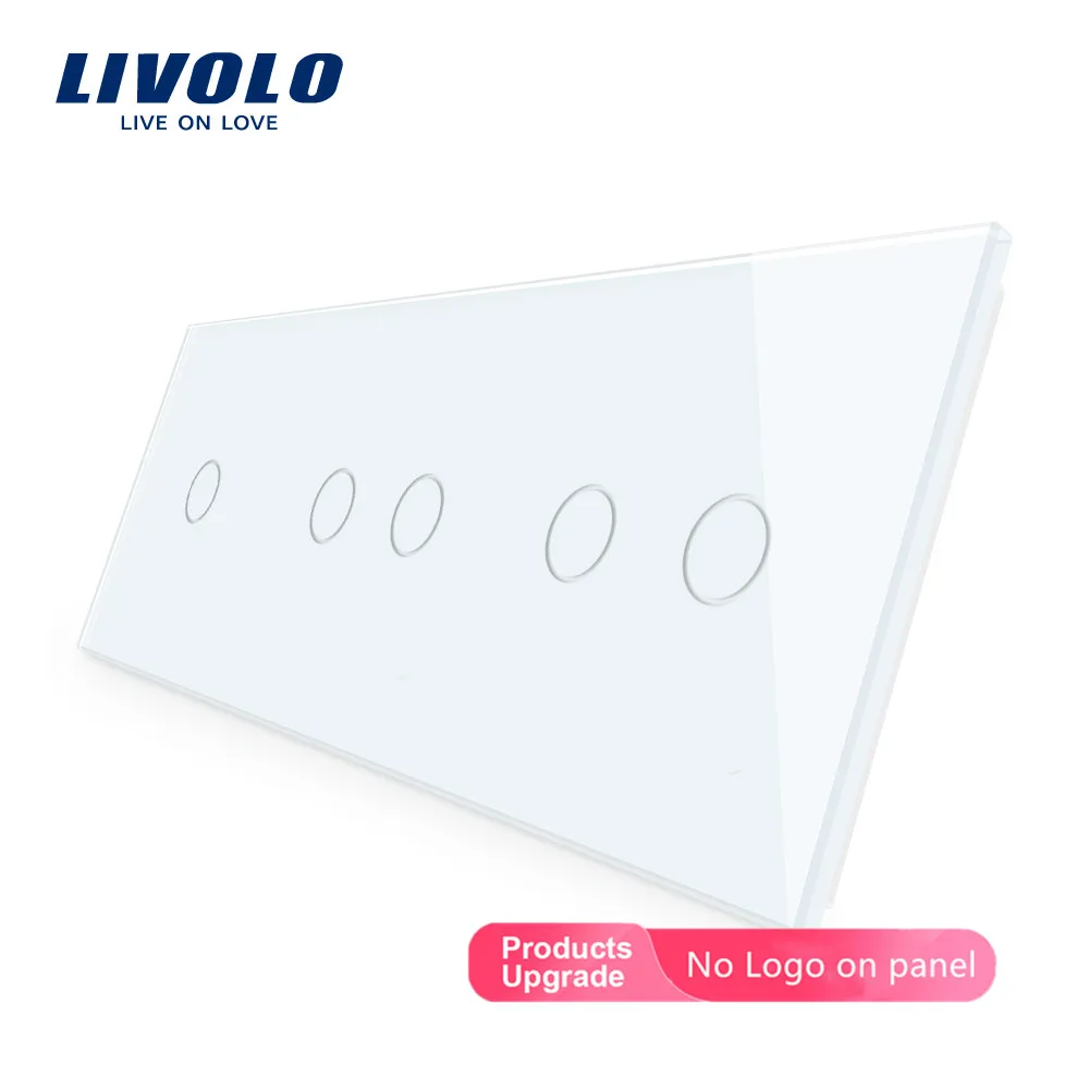 Livolo DIY роскошное жемчужное Хрустальное стекло, стандарт ЕС, тройная стеклянная панель, 4 цвета, стеклянная панель, сделай сам, отметьте цвет, который вы хотите, без логотипа - Цвет: C1-C2-C2-No logo