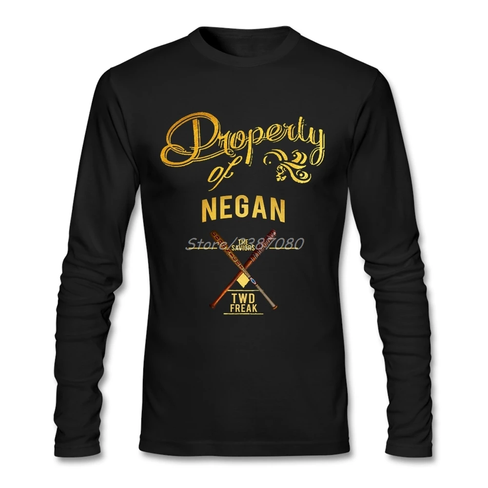 Property of Negan T Shirt Long Sleeve Custom Men's T-shirts New Group O-neck Cotton The Walking Dead Funny Shirts | Мужская одежда