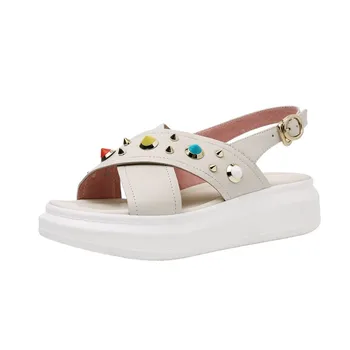 

Platform Sandals Leather For Woman 2020 Sandalias Azules Mujer High Quality Sandals Chaussure Femme Damen Shoes