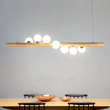 

Wood White Glass Ball Led Pendant Lights Dining room Hanglamp G4 Bulb Coffee Shop Bar Pendant Lamp Home Luminaire Nordic Lamp