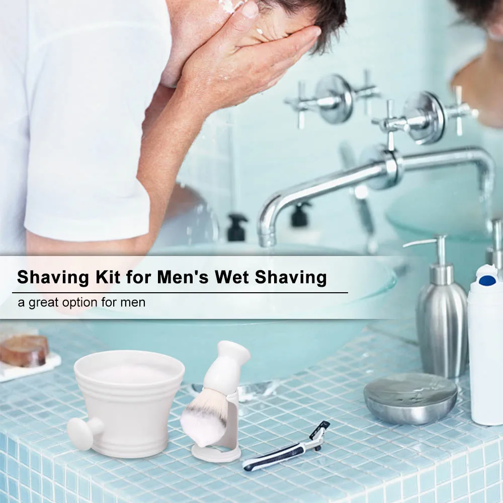 Набор для бритья для мужчин с держателем для бритья, подставка для мыла, набор инструментов для влажного бритья, портативная Мужская щетка для бороды