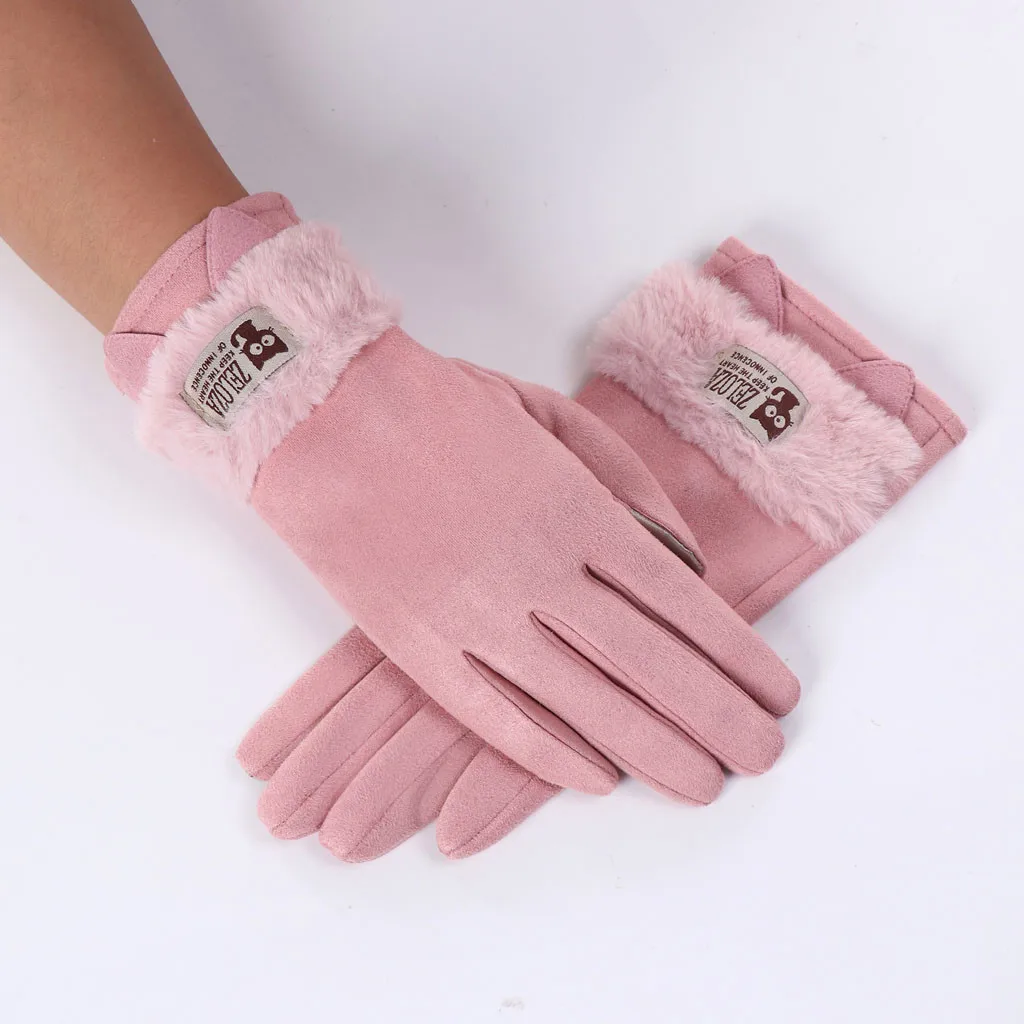 pink Новые Зимние перчатки для женщин и мужчин, вязаные женские Зимние флисовые теплые перчатки с милыми кошачьими ушками, утепленные варежки#11 - Цвет: pink