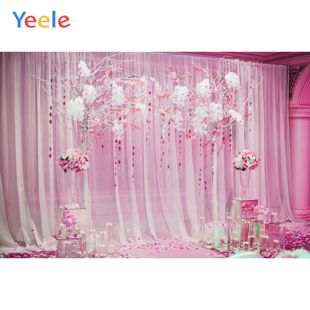 Wedding Backdrops For Photograpy Curtain Arch Wreath Flowers Indoor Photophone Bride Photography Backgrounds For Photo Studio