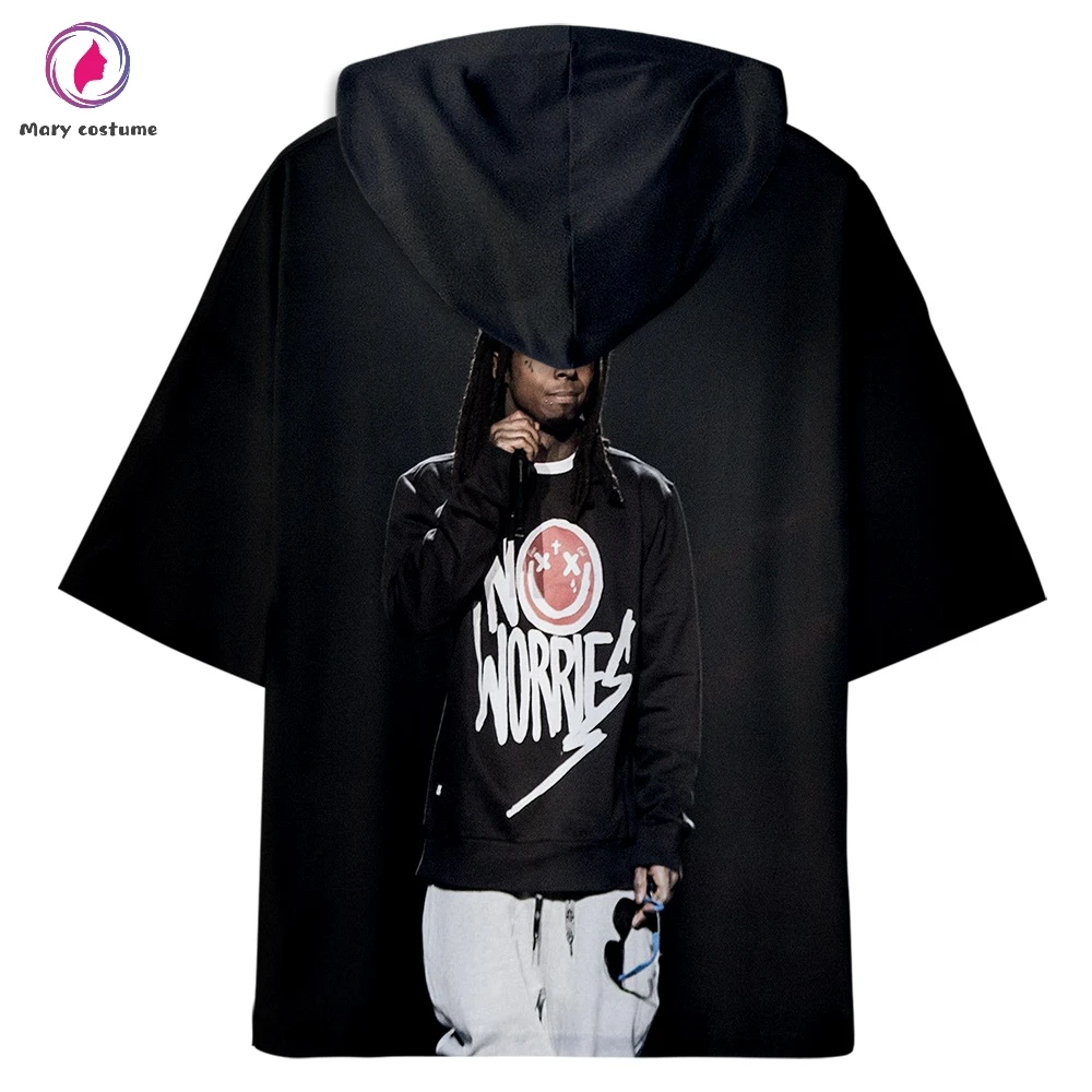 Lil Wayne толстовка для отдыха с коротким рукавом Толстовка с капюшоном для женщин Лето Горячая Мода Тренд Harajuku уличная