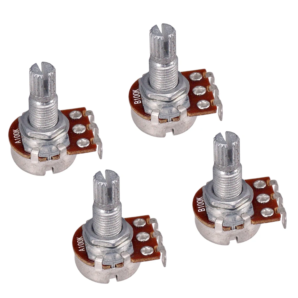 Guitar Potentiometer Long Split 18mm Shaft 100K Guitar Potentiometer Pot 4pcs Split Guitar Volume & Tone Pot Control Audio Taper Potentiometer