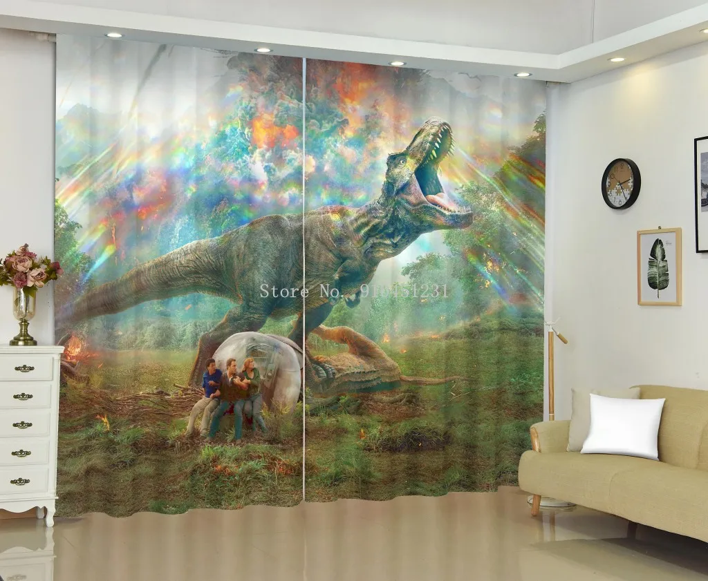 Custom 3d Jurassic Park The Lost World Dinosaur Curtain Backdrop Living
