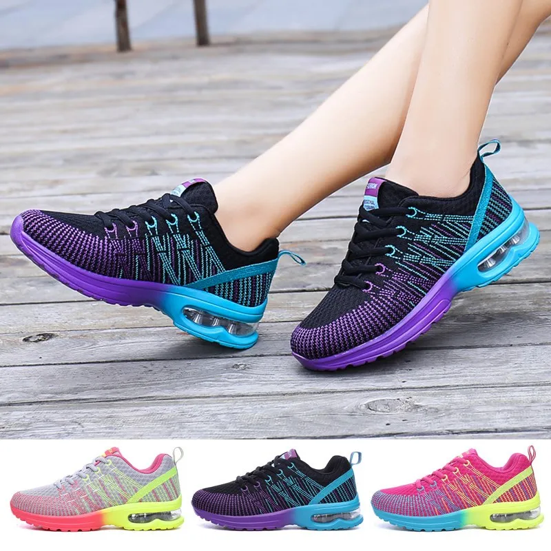 Sneakers Sports-Shoes Air-Cushion Lightweight Comfort Outdoor Women Breathable Mesh Lace-Up