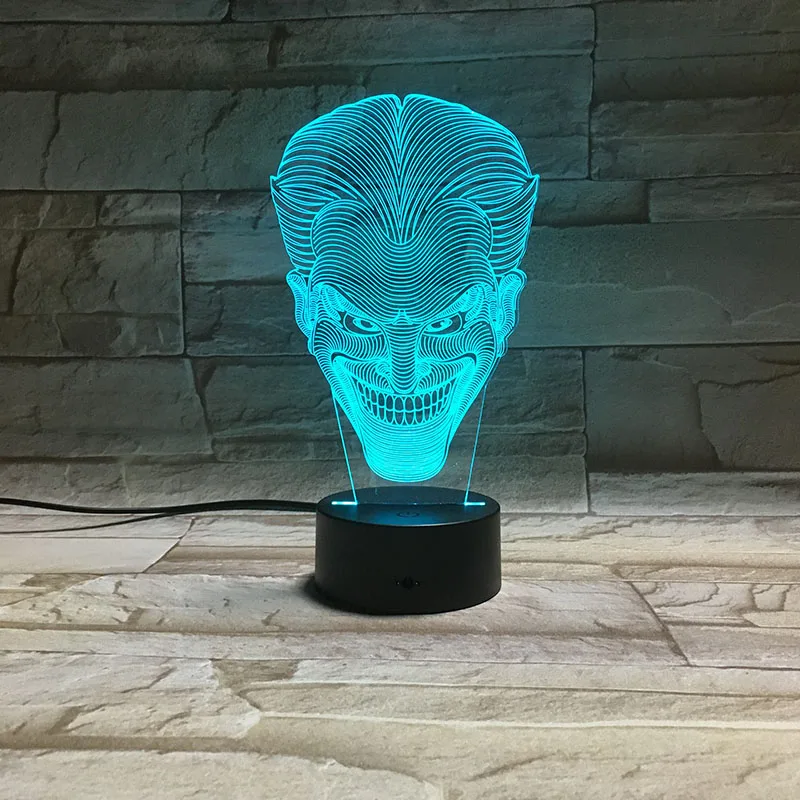 3D Lamp DC Comics The Clown Jack Super Villain Best Present for Children Touch Sensor 7 Colors with Remote Led Night Light Lamp