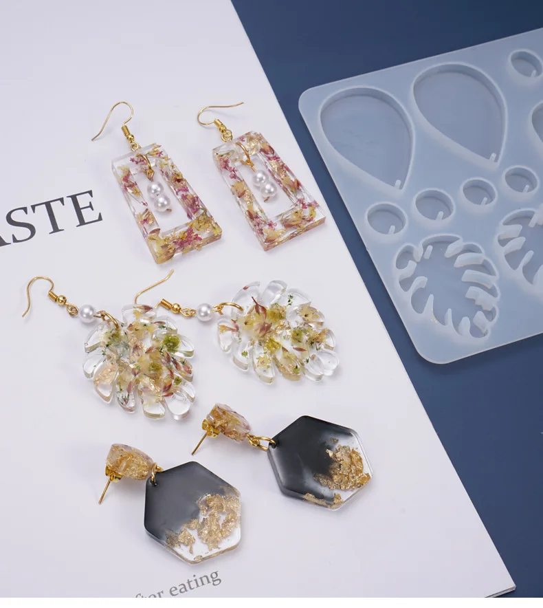 Irregular Dried Flower Earring Pendant Silicone Mold For Leaf Monstera Shape Decoration Jewelry |
