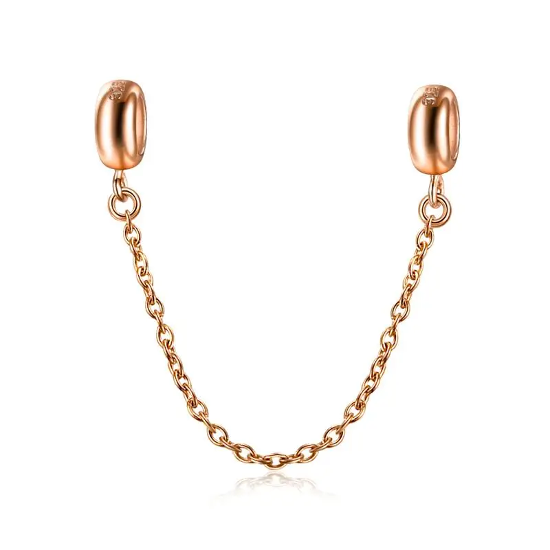rose gold chain DALARAN Fit Пандора талисманы браслет 925 пробы Серебряная цепочка безопасности с разделитель бисерная Подвеска DIY ювелирных изделий Berloque - Цвет: rose gold chain