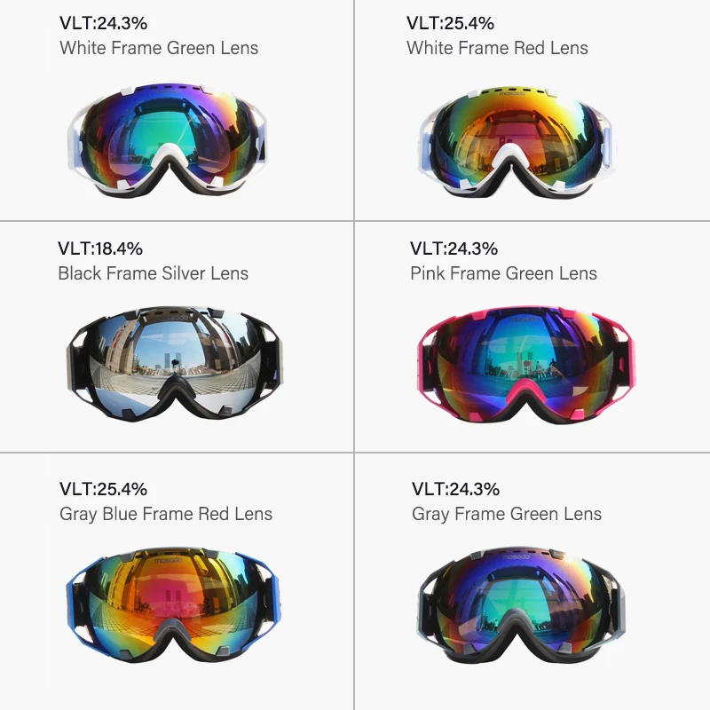 Mosodo OTG Ski Goggles Snow Glasses Anti-fog UV400 Protection Men Women Snowboard Eyewear Double Lens Snowmobile Skiing Goggles 3