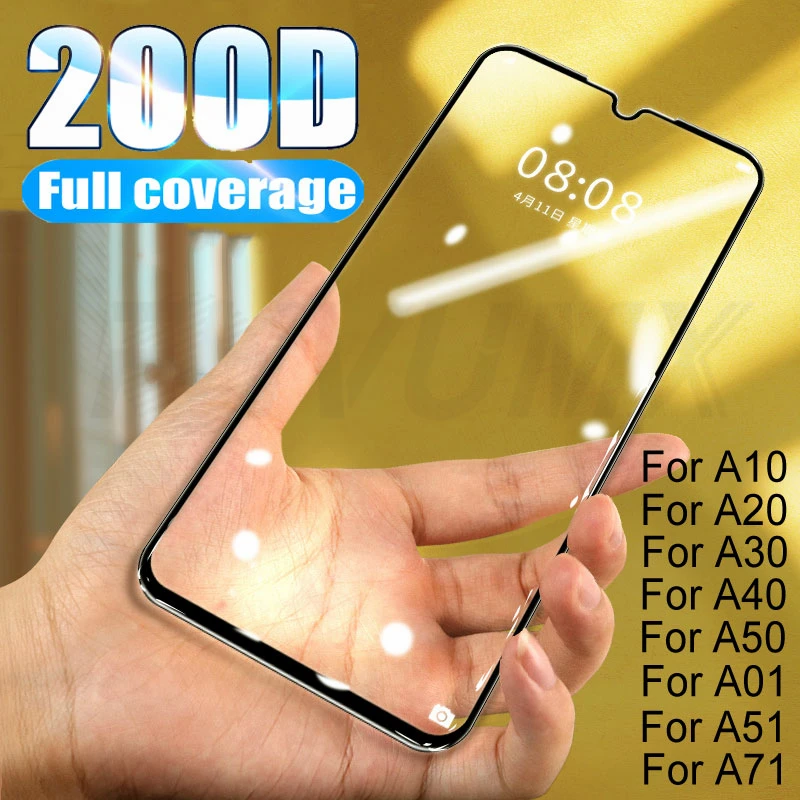 

200D Full Cover Glass For Samsung Galaxy A01 A51 A71 A10 A20 A30 A40 A50 Screen Protector A60 A70 A80 A90 Tempered Glass Film