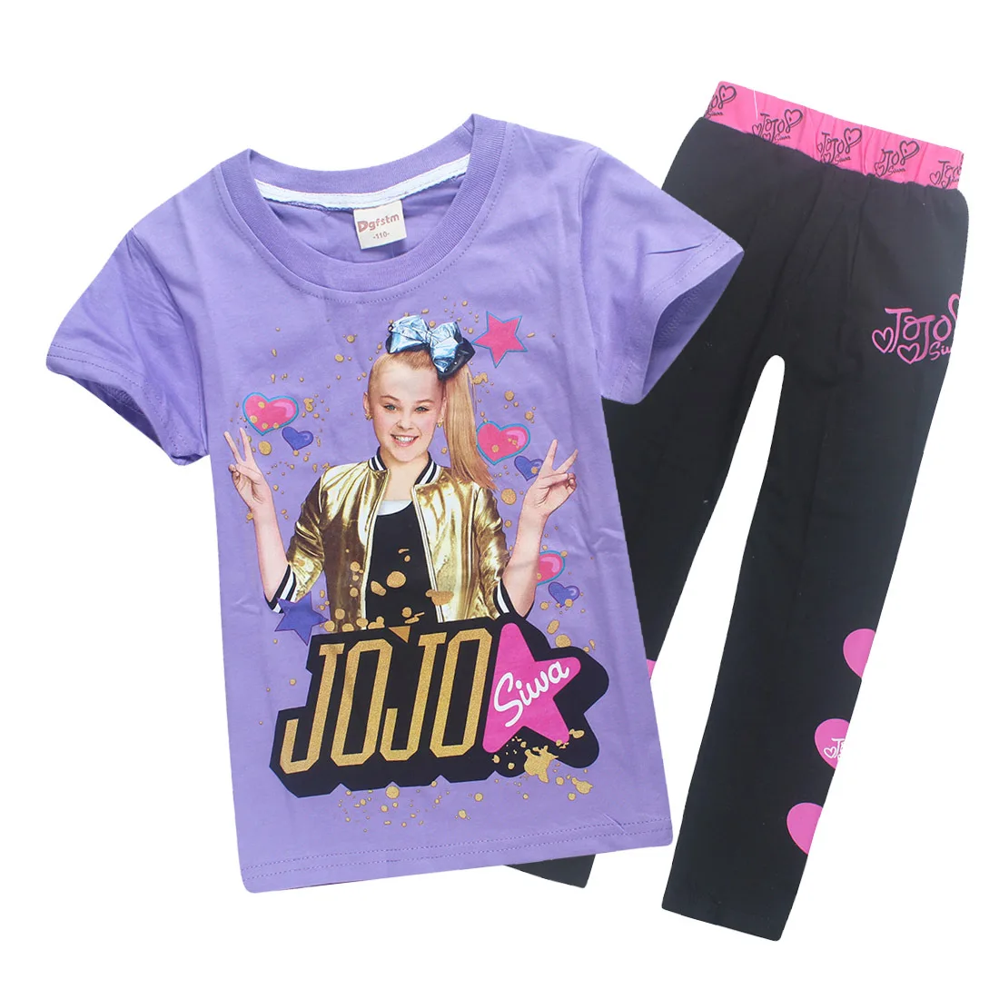 Летние красные детские футболки с героями мультфильмов JOJO SIWA хлопковые футболки с круглым вырезом для маленьких девочек комплекты с короткими рукавами для мальчиков и девочек футболки - Цвет: PS8356-purple