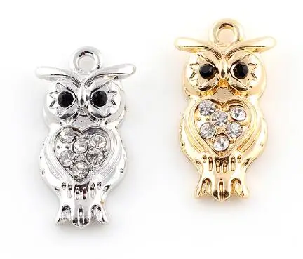 

20PCS/lot 14x26mm (Gold,Silver Color) Owl Hang Pendant Charms DIY Accessories Fit For Magnetic Floating Locket