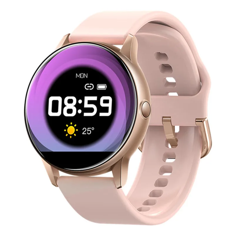 Розовый Smart Watch C009 AI Round IPS Curved Color Screen Full Screen touch IP68 Waterproof Swimming Mode Fitness Tracke - Цвет: Розовый