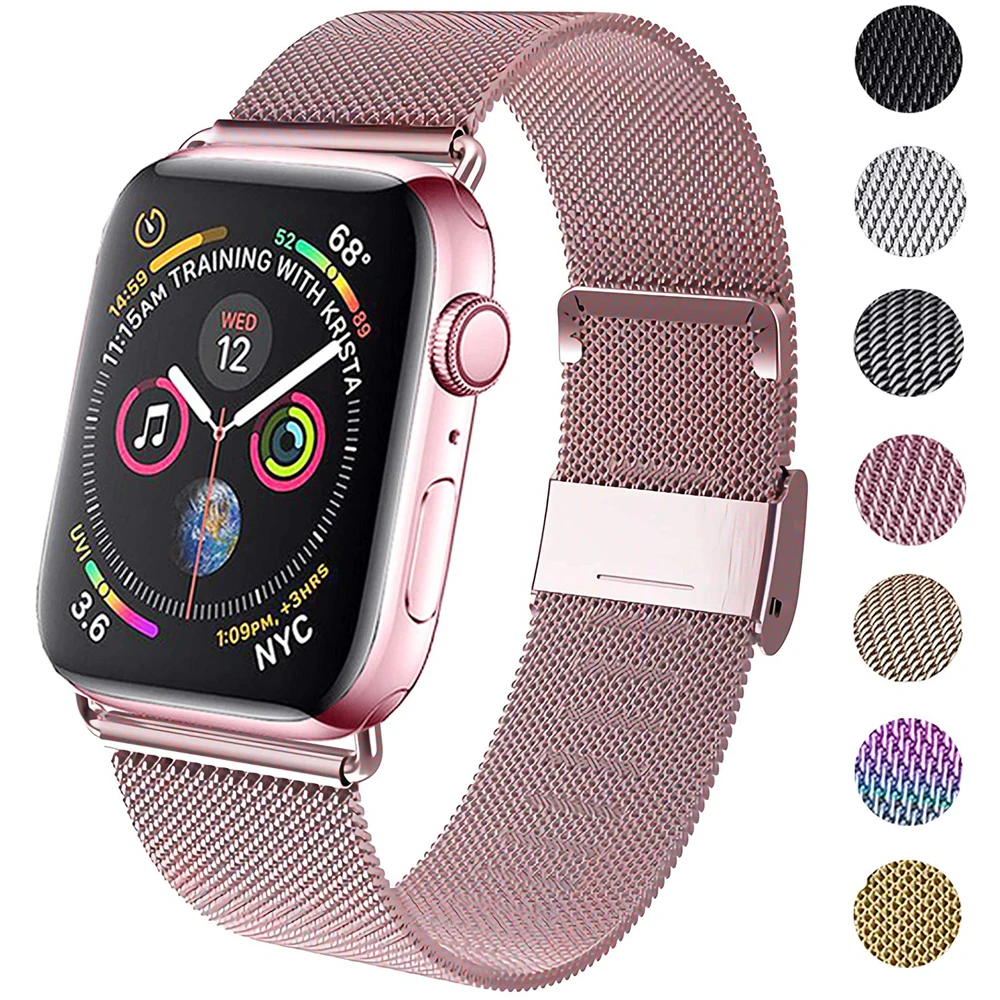 Для наручных часов Apple Watch 38/40/42/44 мм Нержавеющая сталь Сетка Металлическая петля