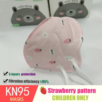 

Cute Strawberry Student KN95 Kids thicker 5 layer KN95 Child Mask Anti-fog Protective Mouth Mask Respirator KN95 Mascarillas