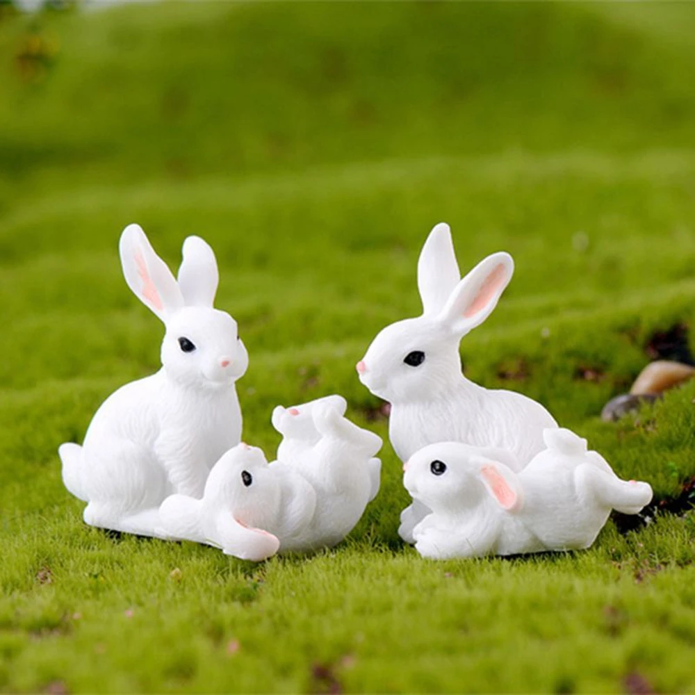 Cute Rabbit Easter Miniature Resin Craft Mini Bunny Ornament Fairy Garden Supplies Home Figurine Animal | Дом и сад