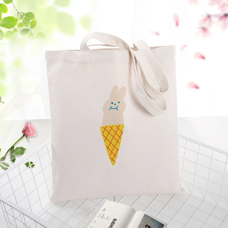 

Tote Bag Shopping Bag illustration Text DIY Canvas Handbag Daily Use Custom Print Logo Eco Reusable Recycle