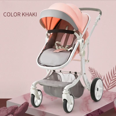 pink Детская коляска 2 в 1 с автокреслом высокий Landscope складная детская коляска для детей от 0 до 3 лет Детские коляски для новорожденных - Цвет: pink