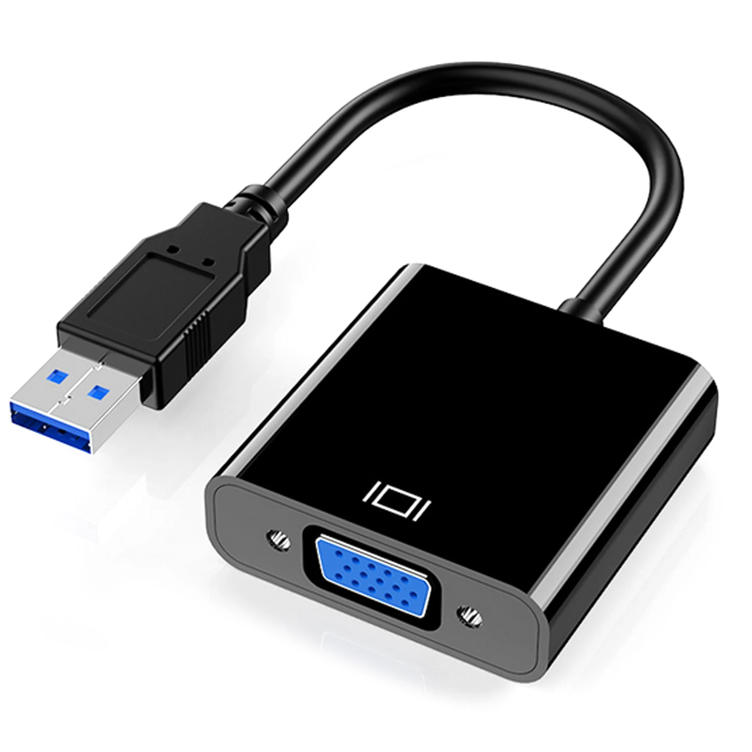 Black Elisona USB 3,0-VGA адаптер видео конвертер с приводом CD для компьютера ПК ноутбука настольный монитор проектор ТВ коробка - Цвет: Black