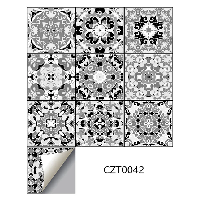 30Pcs PVC Waterproof Self-Adhesive Wall Stickers Moroccan Style Furniture Kitchen Bathroom Floor Decorative Tile Stickers pattern 3